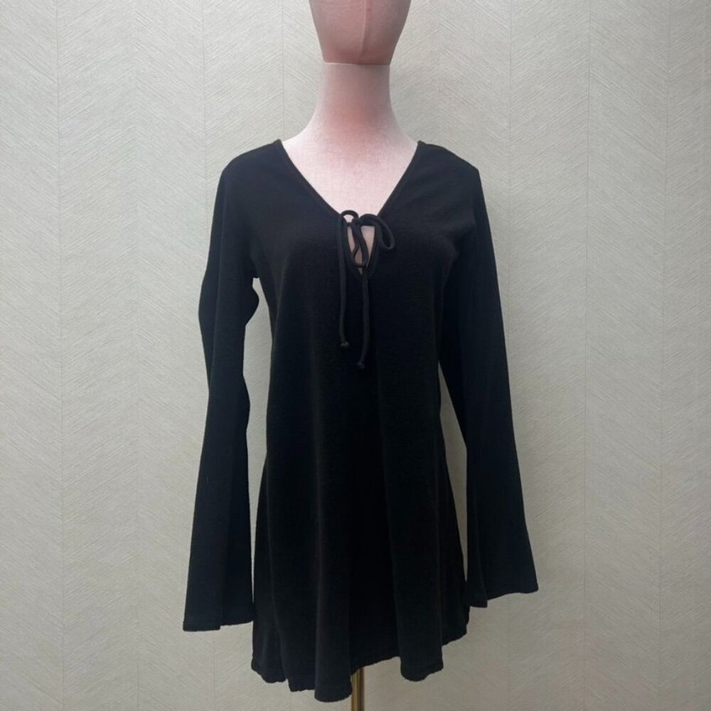 Juicy Couture Vintage Black Terry Cloth Longsleeve Dress Size M